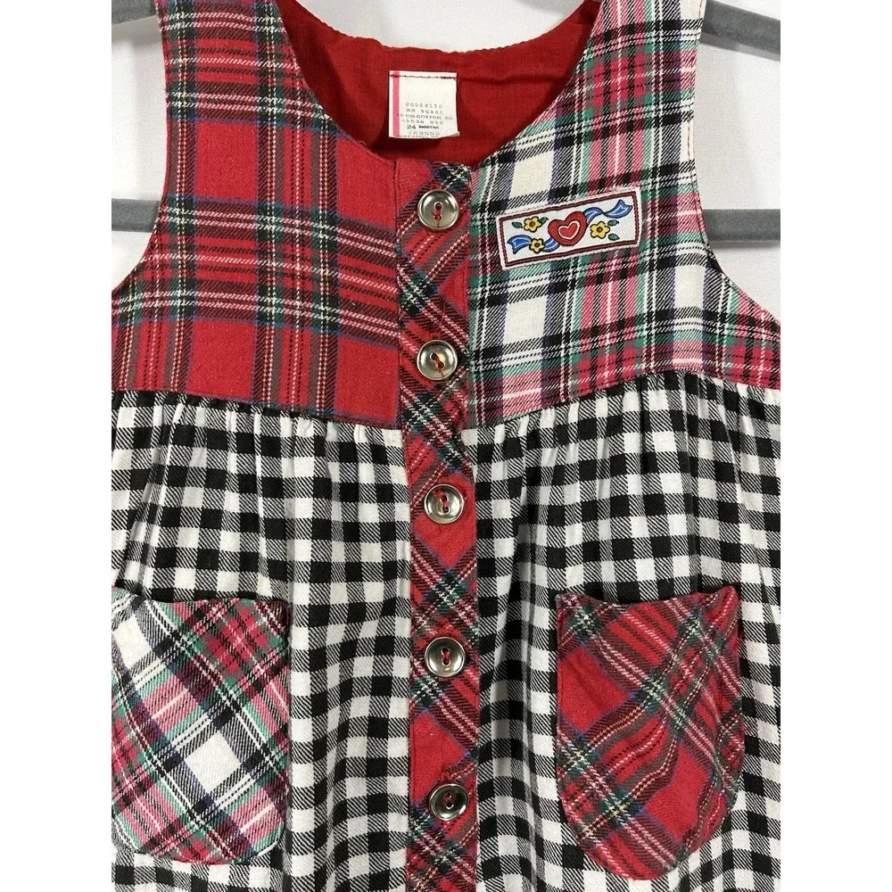 Vintage OshKosh Baby Romper‎ Size 24 Months Gingham Plaid Festival Classic 90s